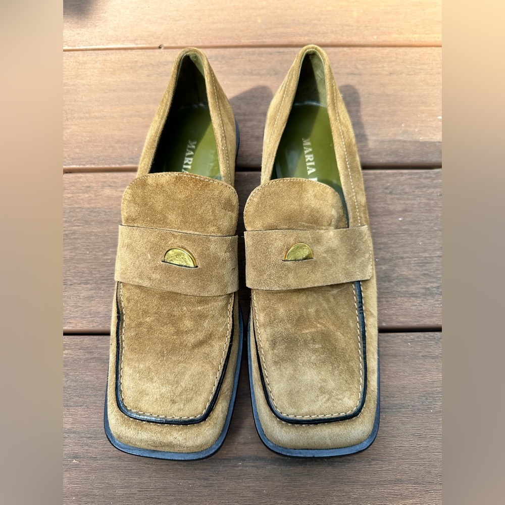 SOLD Tan suede Costanza Penny Loafers
